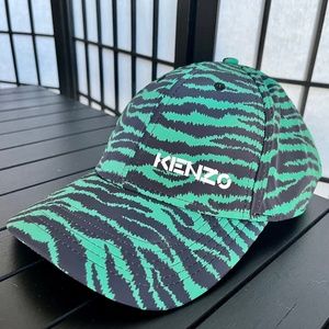 Kenzo x Kansas Yamamoto Green Zebra Print Baseball Cap
